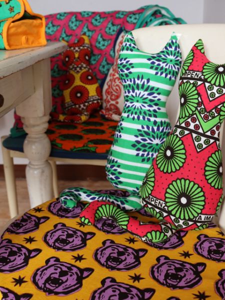 African Fabric Inspired Animal Round Cushion