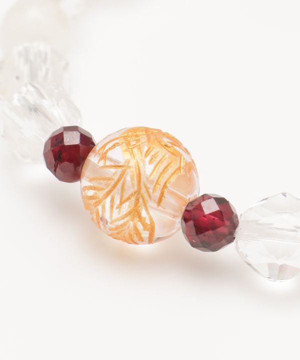 Dragon & Phoenix Engraved Crystal x Rose Tiger Eye Bracelet Bangles & Bracelets by 岩座 - Ametsuchi