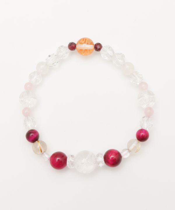 Dragon & Phoenix Engraved Crystal x Rose Tiger Eye Bracelet Bangles & Bracelets by 岩座 - Ametsuchi