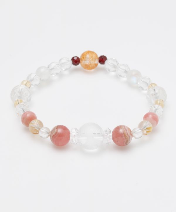 Rhodochrosite x Engraved Crystal Bracelet Bangles & Bracelets by 岩座 - Ametsuchi