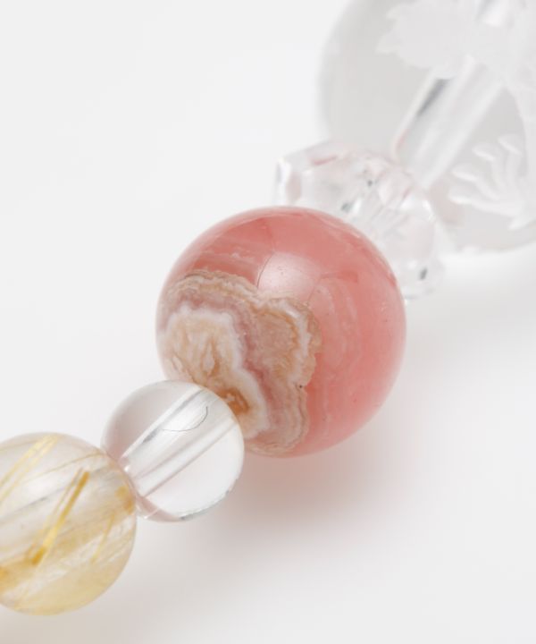 Rhodochrosite x Engraved Crystal Bracelet Bangles & Bracelets by 岩座 - Ametsuchi