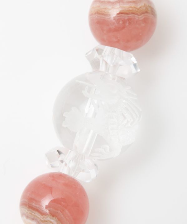 Rhodochrosite x Engraved Crystal Bracelet Bangles & Bracelets by 岩座 - Ametsuchi