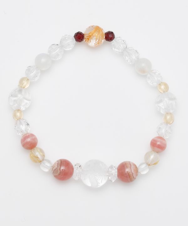 Rhodochrosite x Engraved Crystal Bracelet Bangles & Bracelets by 岩座 - Ametsuchi
