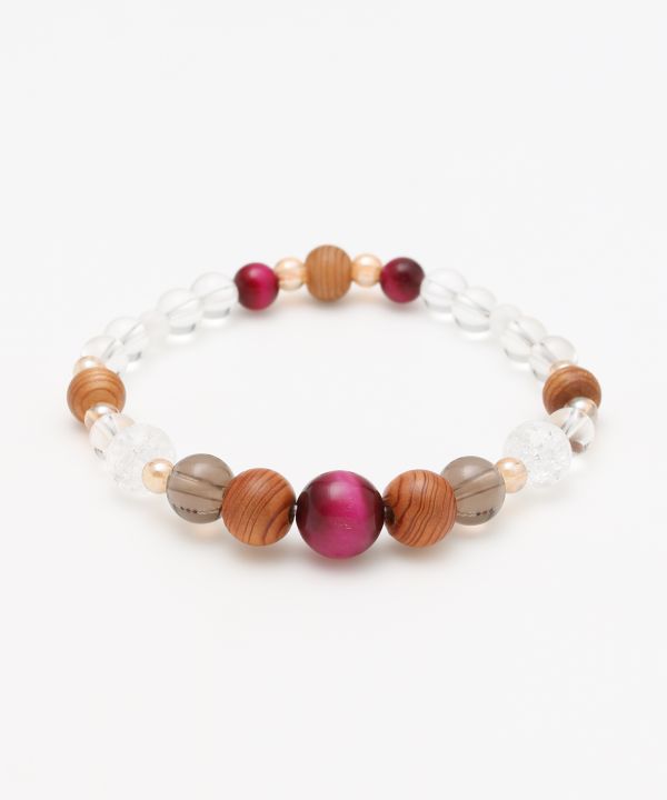 YAKUSUGI, Crystal, Rose Tiger Eye Bracelet