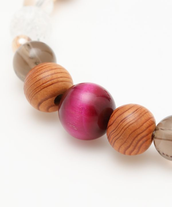 YAKUSUGI, Crystal, Rose Tiger Eye Bracelet