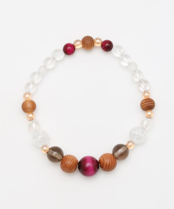 YAKUSUGI, Crystal, Rose Tiger Eye Bracelet