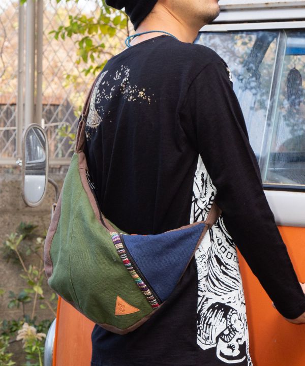 Nepali Woven Crescent Shoulder Bag