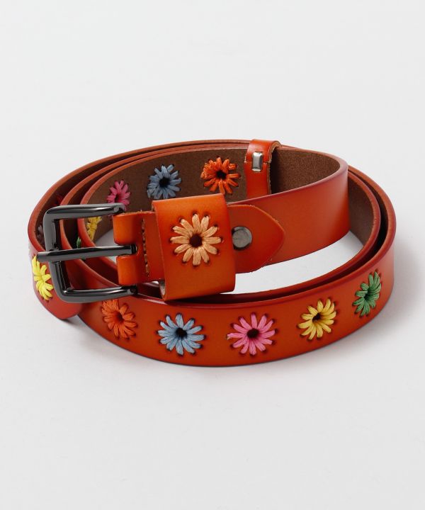 Leather Flower Embroidery Belt