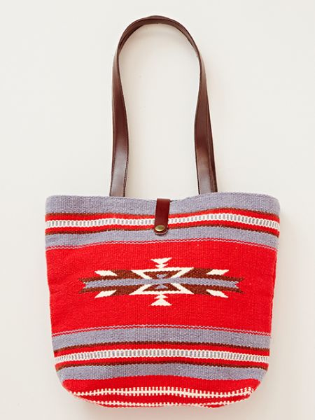 Geometric Pattern Hand Woven Rug Tote Bag