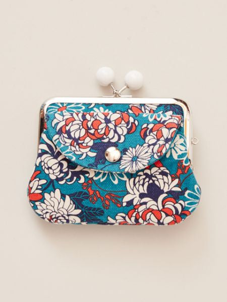 Japanese Flower HANPU Double Clasp Purse