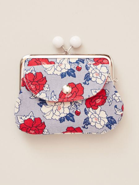 Japanese Flower HANPU Double Clasp Purse