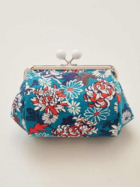 HANPU Canvas Barrel Shaped Floral GAMAGUCHI Purse