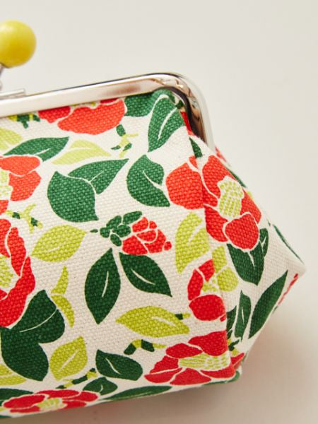 HANPU Canvas Barrel Shaped Floral GAMAGUCHI Purse