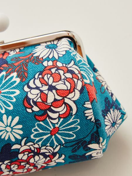 HANPU Canvas Barrel Shaped Floral GAMAGUCHI Purse