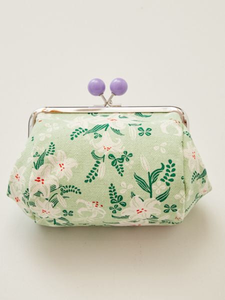 HANPU Canvas Barrel Shaped Floral GAMAGUCHI Purse