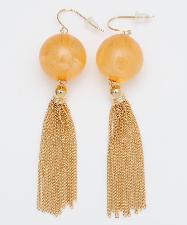 Clear Ball Tassel Statement Earrings