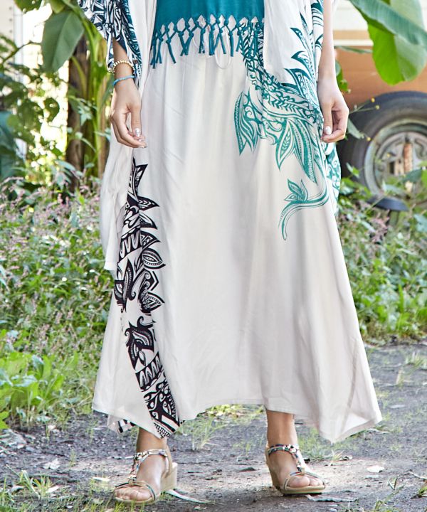 Tribal Flower Long Skirt Skirts by AMINA - Ametsuchi