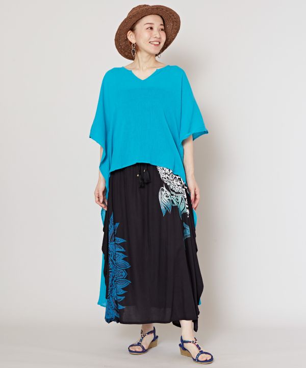 Tribal Flower Long Skirt Skirts by AMINA - Ametsuchi
