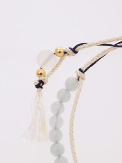 Mar Birthstone丝绸代码编织手链-海蓝宝石