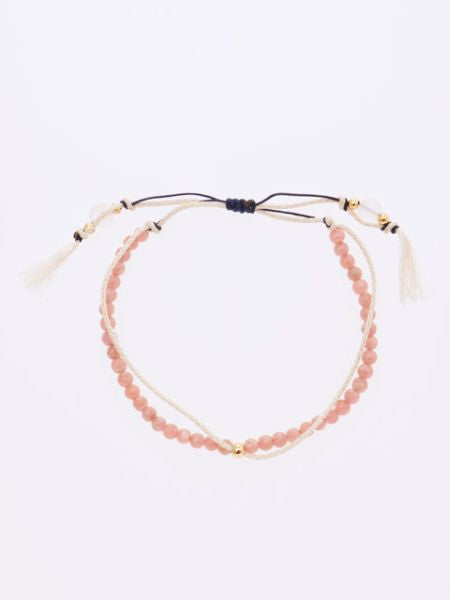 Jul Birthstone Silk Code Braid Bracelet - Rhodochrosite