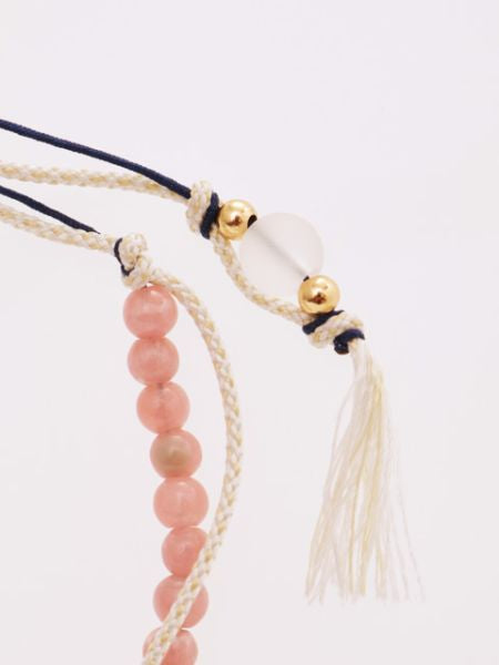 Jul Birthstone Silk Code Braid Bracelet - Rhodochrosite