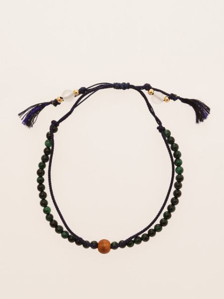 Silk String KUMIHIMO Braid Bracelet Green Tiger Eye φ4