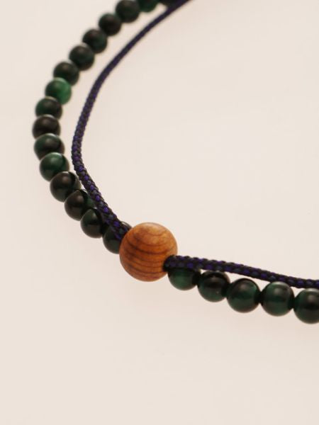 Silk String KUMIHIMO Braid Bracelet Green Tiger Eye φ4