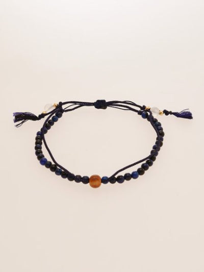 Silk String KUMIHIMO Braid Bracelet Lapis Tiger Eye φ4