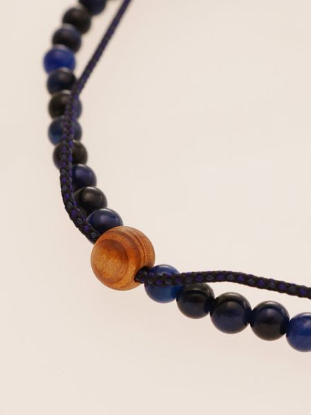 Silk String KUMIHIMO Braid Bracelet Lapis Tiger Eye φ4