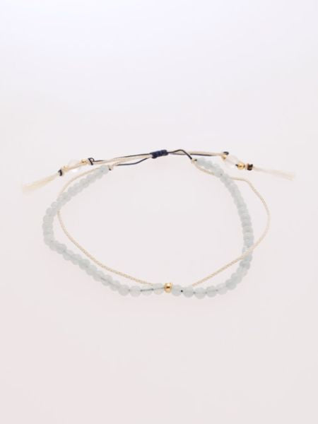 Birthstone Silk Braid Anklet- MAR