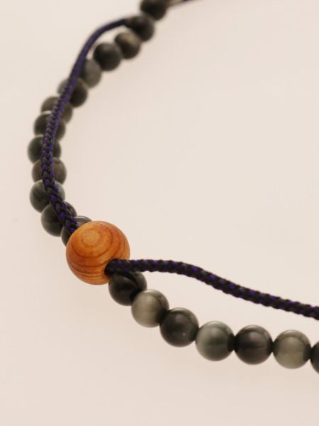 Silk Code Braided Anklet with White Tiger Eye