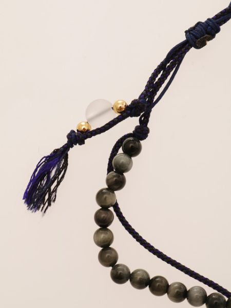 Silk Code Braided Anklet with White Tiger Eye