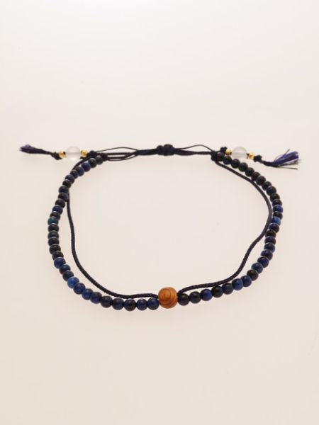 Silk String KUMIHIMO Braid Anklet Lapis Tiger Eye Anklets by 岩座 - Ametsuchi
