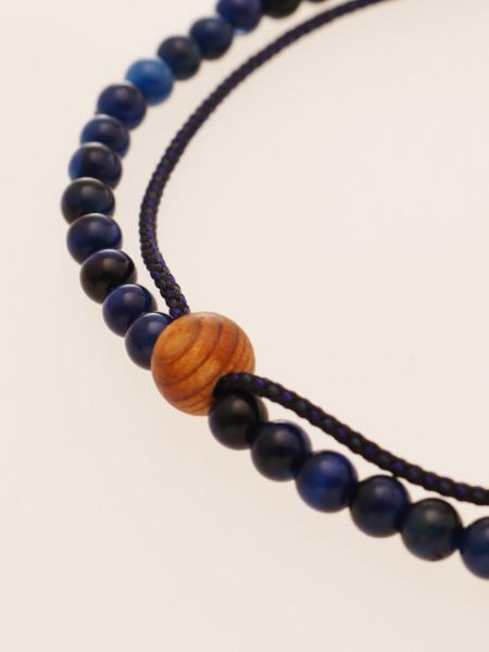 Silk String KUMIHIMO Braid Anklet Lapis Tiger Eye Anklets by 岩座 - Ametsuchi