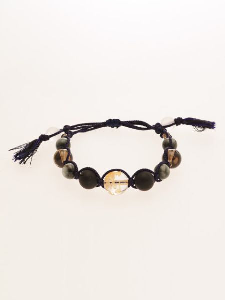 Gold Dragon Engraved Crystal x White Tiger Eye Bracelet Bangles & Bracelets by 岩座 - Ametsuchi