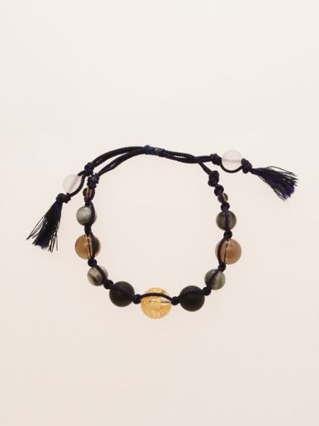 Gold Dragon Engraved Crystal x White Tiger Eye Bracelet Bangles & Bracelets by 岩座 - Ametsuchi