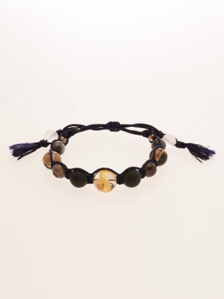 Gold Dragon Engraved Crystal x Eye Agate Bracelet