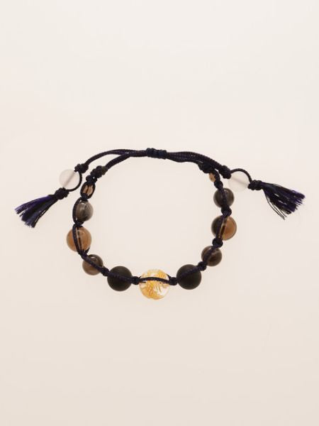 Gold Dragon Engraved Crystal x Eye Agate Bracelet