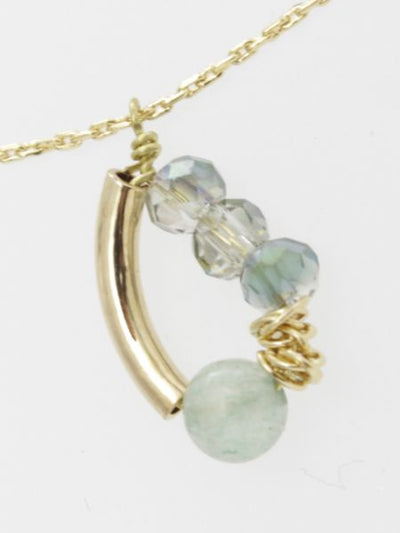 Asymmetrical Gem Stone Charm Necklace