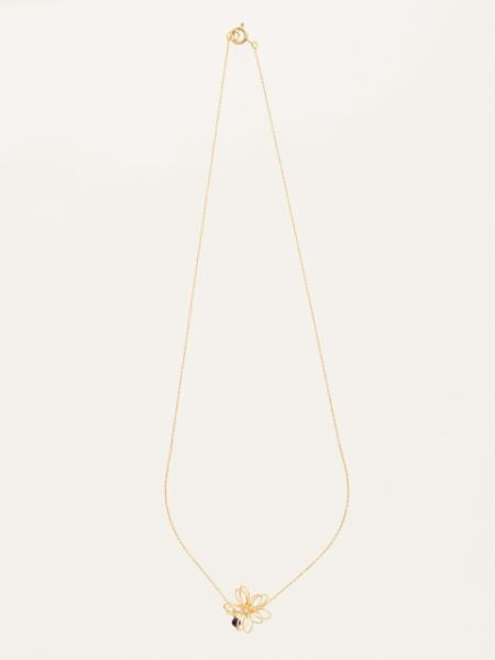 Wirework Flower Necklace with Gemstone