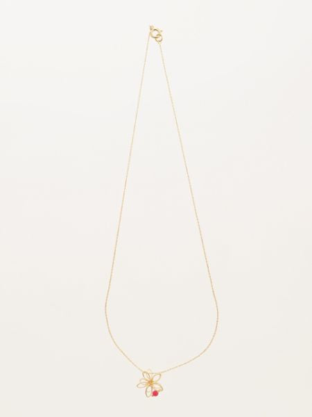 Wirework Flower Necklace with Gemstone