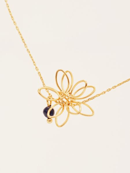 Wirework Flower Necklace with Gemstone