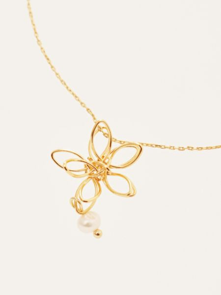 Wirework Flower Necklace with Gemstone