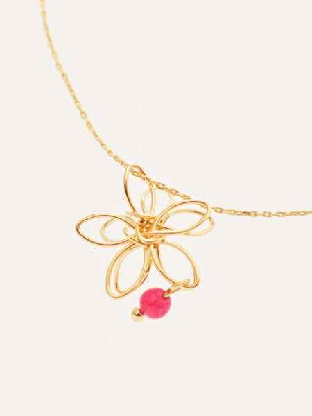 Wirework Flower Necklace with Gemstone