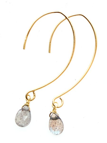 Boucles d'oreilles créoles en pierre précieuse taille goutte