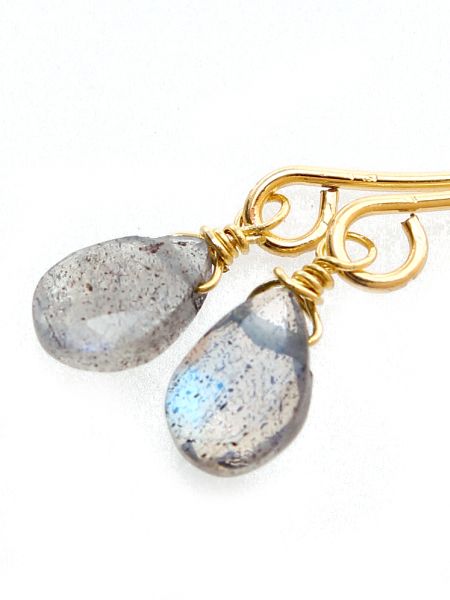 Boucles d'oreilles créoles en pierre précieuse taille goutte