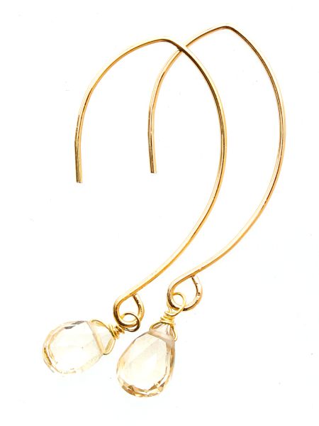 Boucles d'oreilles créoles en pierre précieuse taille goutte