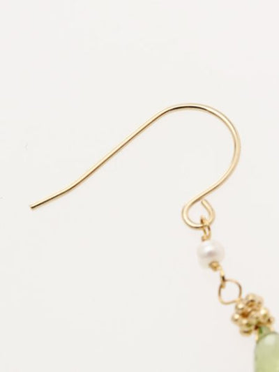 Freshwater Pearl x Drop Cut Gem Stone Earrings