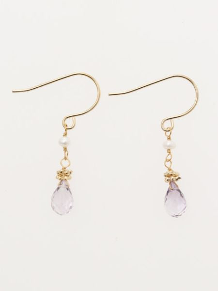 Freshwater Pearl x Drop Cut Gem Stone Earrings