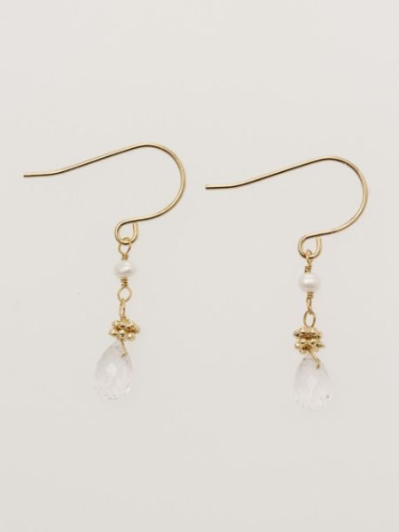 Freshwater Pearl x Drop Cut Gem Stone Earrings